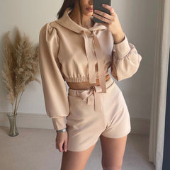 Tracksuit Long Sleeve Hooded Sweatshirt And Tie