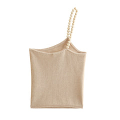 Beaded Strappy Crop Knit Tank Top - Vintage Chic and Backless