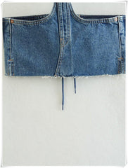 Sophisticated Denim Back Bandage Crop Top
