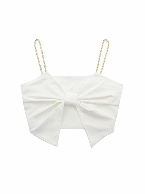 Elegant Backless Bow Crop Camisole