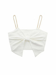 Elegant Backless Bow Crop Camisole