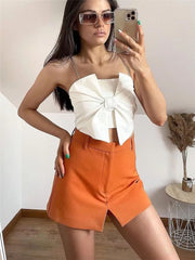 Elegant Backless Bow Crop Camisole