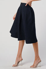 Flouncy Pleated Midi Skirt