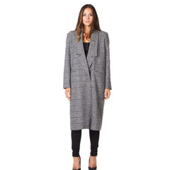 Women's Prince Of Wales Check Wrap Long Coat