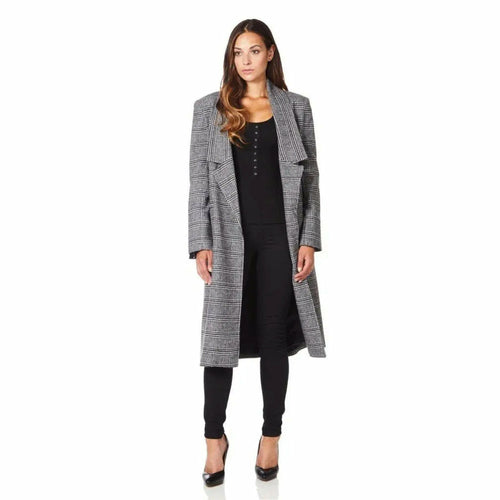 Women's Prince Of Wales Check Wrap Long Coat