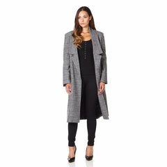 Women's Prince Of Wales Check Wrap Long Coat
