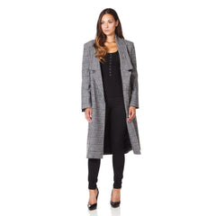 Women's Prince Of Wales Check Wrap Long Coat