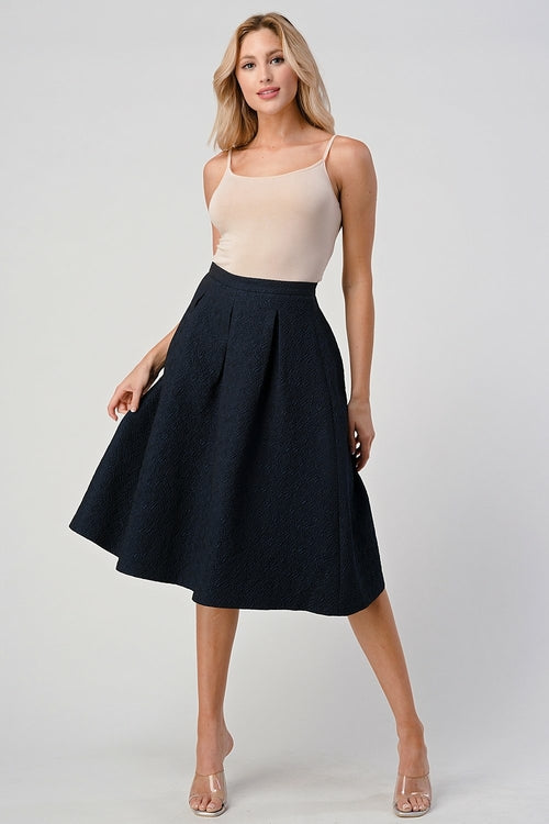 Flouncy Pleated Midi Skirt