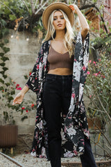 Elegant Flutter Sleeve Floral Kimono
