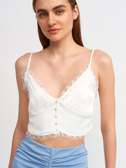 Elegant Lace Trimmed Crop Top