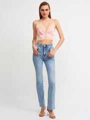 Elegant Lace Trimmed Crop Top