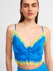 Elegant Lace Trimmed Crop Top