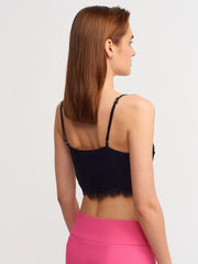 Elegant Lace Trimmed Crop Top
