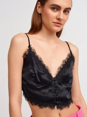 Elegant Lace Trimmed Crop Top