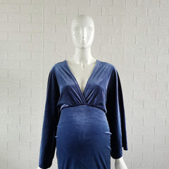 Winter Velvet Boho Maternity Long Dress