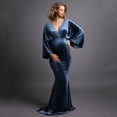 Winter Velvet Boho Maternity Long Dress