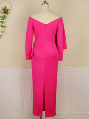 Elegant Bow-Adorned Off-Shoulder Party Dress for Curvy Women