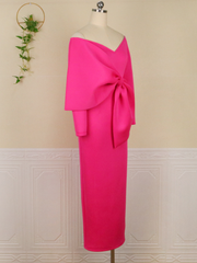 Elegant Bow-Adorned Off-Shoulder Party Dress for Curvy Women