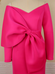 Elegant Bow-Adorned Off-Shoulder Party Dress for Curvy Women