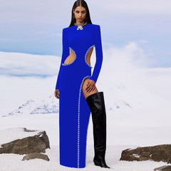 Seductive Elegance: Cutout O-Neck Black Dress