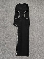 Seductive Elegance: Cutout O-Neck Black Dress