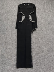 Seductive Elegance: Cutout O-Neck Black Dress