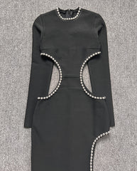 Seductive Elegance: Cutout O-Neck Black Dress
