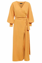 Mustard Dream Wrap Dress