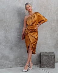 Elegant Satin Silk Asymmetrical Dress