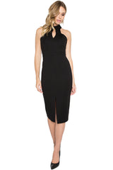 Emma Dress - Sleeveless dress with collar, front keyhole, back cut-out