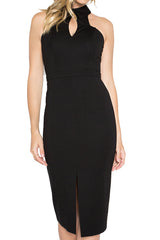 Emma Dress - Sleeveless dress with collar, front keyhole, back cut-out
