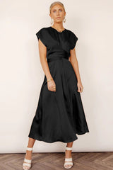 Elegant Satin Criss Cross Belt Tie Party Dress