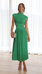 Sophisticated Green Cut Out Midi Dress
