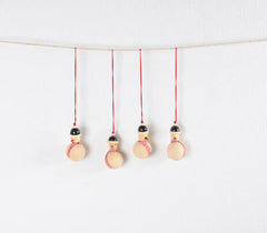 Turned Wood Christmas tree ornaments (Set of 4)