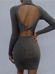 Curve-Enhancing Twist-Back Knit Dress