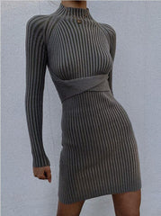 Curve-Enhancing Twist-Back Knit Dress