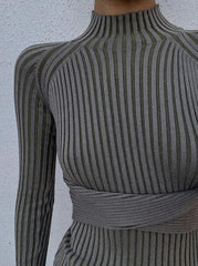 Curve-Enhancing Twist-Back Knit Dress