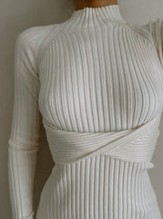 Curve-Enhancing Twist-Back Knit Dress