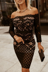 Elegant Noir Lace Bodycon Dress