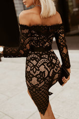 Elegant Noir Lace Bodycon Dress