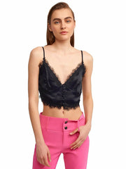 Elegant Lace Trimmed Crop Top