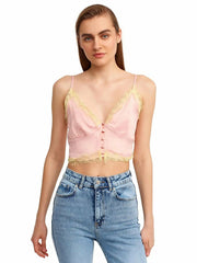 Elegant Lace Trimmed Crop Top