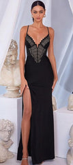 Elegant Midnight Lace Sheath Dress