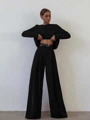 Classic Wide Pants Floor-length Pleated Loose
