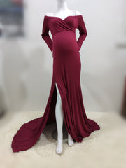 Bohemian V-Neck Off Shoulder Maternity Dress