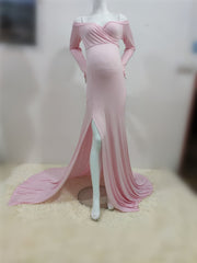 Bohemian V-Neck Off Shoulder Maternity Dress