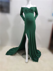 Bohemian V-Neck Off Shoulder Maternity Dress