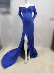 Bohemian V-Neck Off Shoulder Maternity Dress