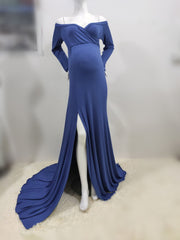 Bohemian V-Neck Off Shoulder Maternity Dress