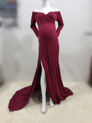 Bohemian V-Neck Off Shoulder Maternity Dress